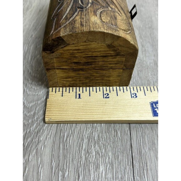 Vintage Carved Wooden Keepsake Box Treasure Chest Trinket Box Hinged Lid - Picture 9 of 10